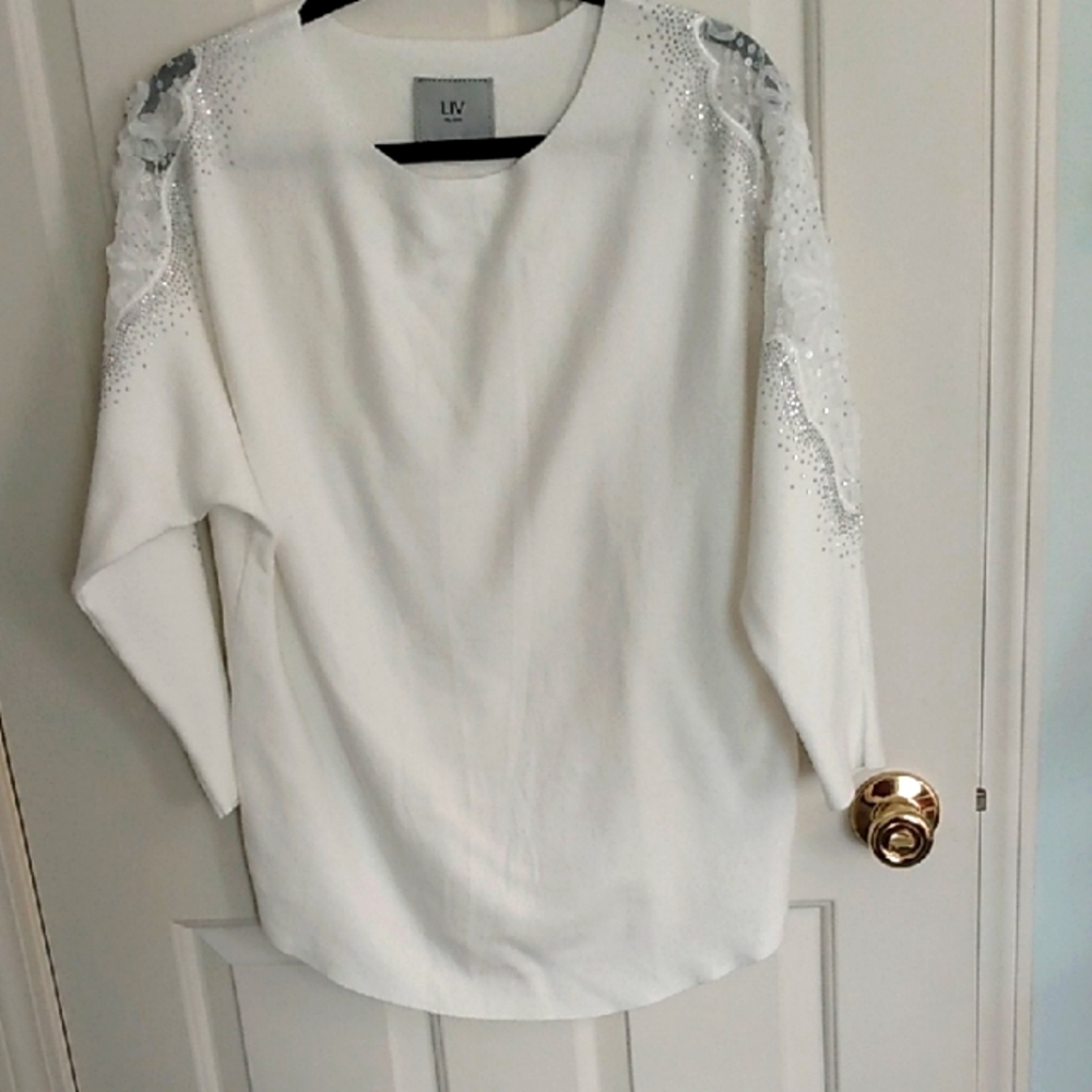 White Embellished Women's Top